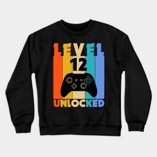 Level 12 Unlocked Funny Video Gamer Birthday Novelty T-Shirt Crewneck Sweatshirt